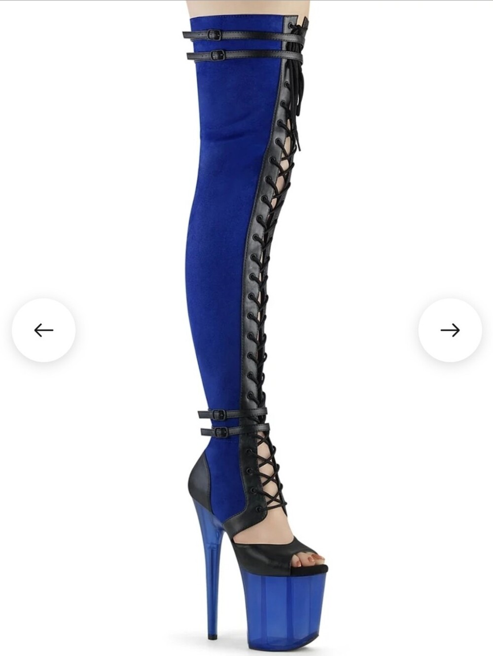 Blue Over-the-Knee Lace-Up Platform Pleasers Boots 8 Inch Never Worn!